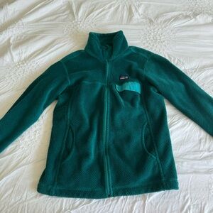 Patagonia full zip teal fleece jacket